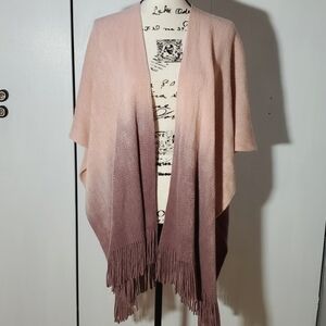 Falls Creek- Womens Ombre Soft Purple Blush Shawl Fringe BEACHY Boho Sz.OS